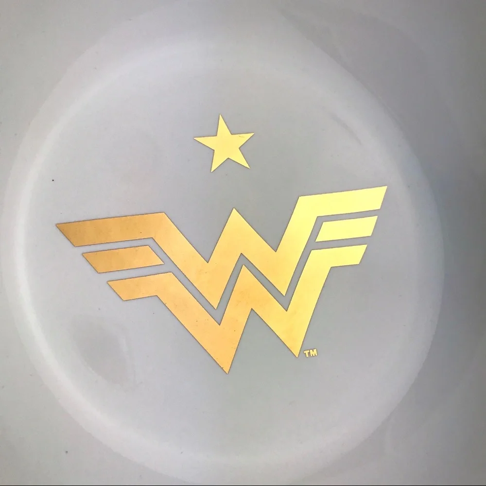 MOSHIQA Red Wonder Woman Dog Bowl Dish Ceramic WW84 22kt Gold Star Christmas